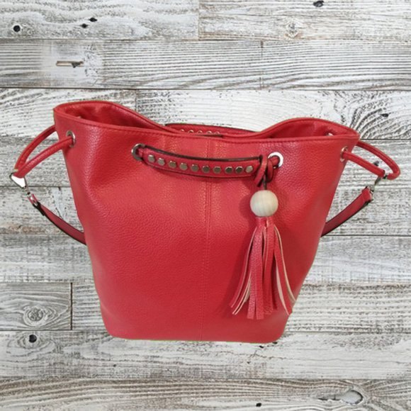 B.Lush Bright Red 100% Vegan Boho Shoulder Bag